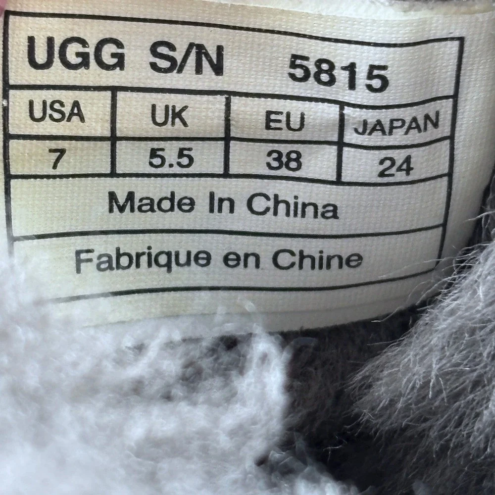 UGG Classic Tall Boot Women 7 Grey Good Suede Shearling 5815 Cozy Sheepskin